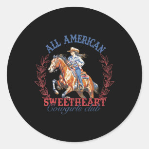 Adesivo Redondo American Western Sweetheart Cowboys Club 4th Of J