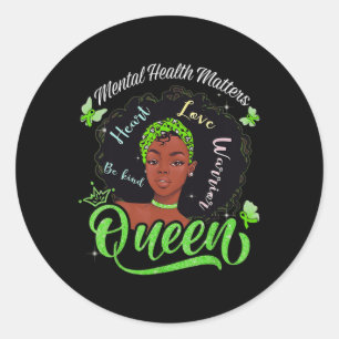 Adesivo Redondo Americana de Problemas de Saúde Mental Woman Warri
