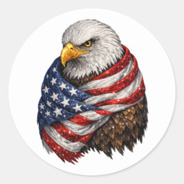 Adesivo Redondo Americana Eagle Flag