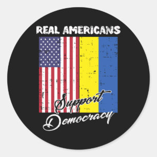Adesivo Redondo Americanes Verdadeiros Apoiam a Democracia Bandeir