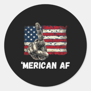 Adesivo Redondo Americano Af Flag 4° de julho Patriótico Gif