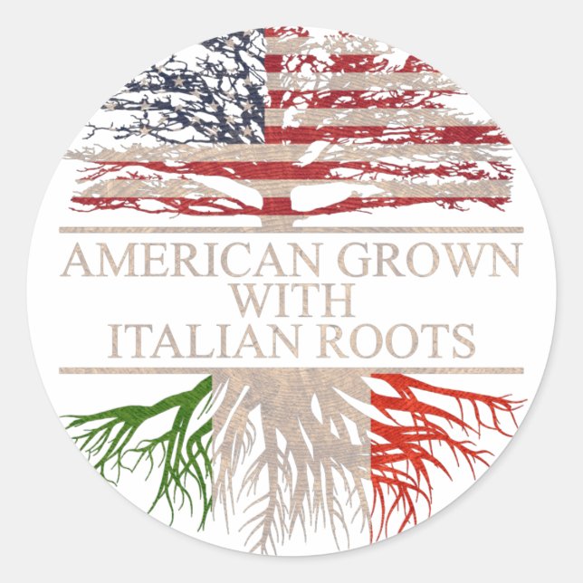 Adesivo Redondo Americano crescido com raízes italianas (Frente)
