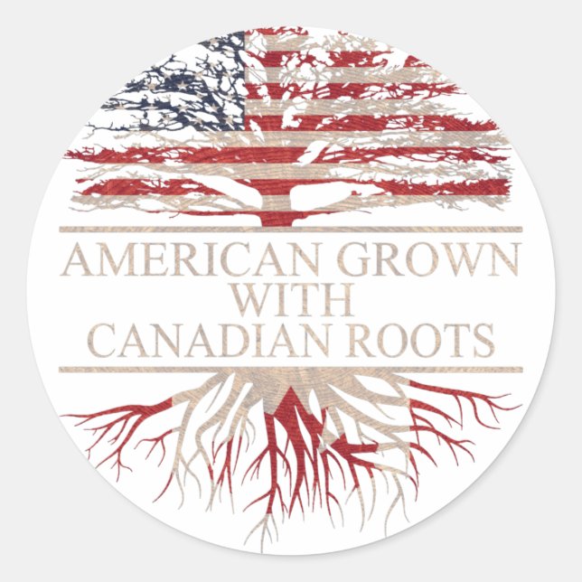 Adesivo Redondo Americano cultivado com raízes canadianas (Frente)