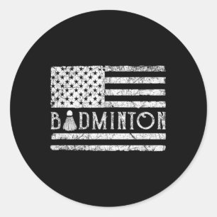 Adesivo Redondo Americano de Badminton EUA Bandeira Volantes Diver