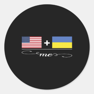 Adesivo Redondo Americano + Ucraniano = Bandeiras dos EUA e da Ucr