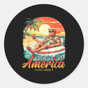 Adesivo Redondo Américas Golfo Trump 2024 Retro Beach Usa America