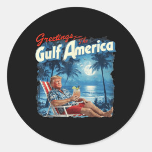 Adesivo Redondo Américas Golfo Trump 2024 Retro Beach Usa America