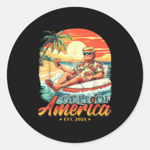 Adesivo Redondo Américas Golfo Trump 2024 Retro Beach Usa America