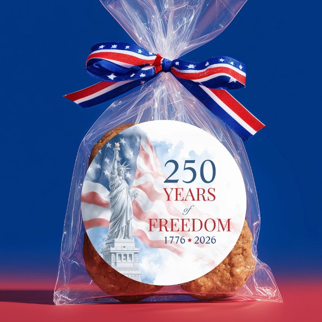 Adesivo Redondo America's Semiquincentennial 250 Years Freedom (Semiquincentennial 250 Years Freedom Classic Round Sticker)