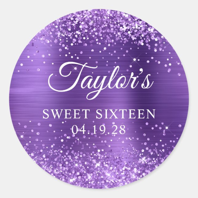 Adesivo Redondo Ametist Ametista Folha Roxinha Dezesseis (Frente)