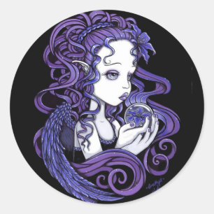 Adesivo Redondo "Ametist" Crystal Ball Angel Art Stickers