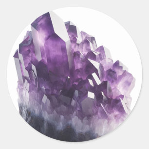 Adesivo Redondo Ametista Bruta Roxa Cristal Calmante Metafísico