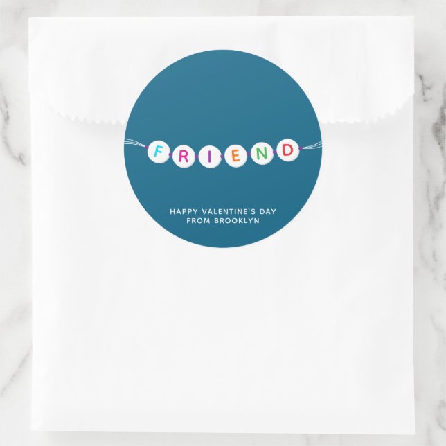 Adesivo Redondo Amigo, doce Dia de os namorados de bracelete de am (Bolsa)