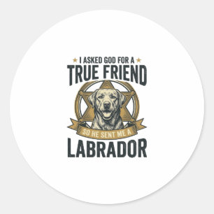 Adesivo Redondo Amigo Verdadeiro Labrador Design Vintage Amante de