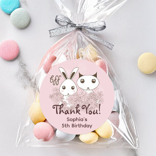 Adesivo Redondo Amigos Animais Rosa Para Sempre Aniversário Infant