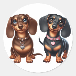 Adesivo Redondo Amigos bonitos de dachshund