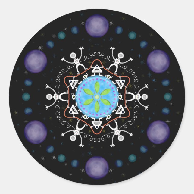 Adesivo Redondo Amigos da alienígena (Frente)