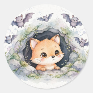 Adesivo Redondo Amigos da Caverna da Raposa Bat Cute
