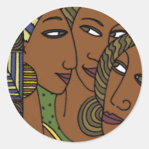 Adesivo Redondo Amigos da irmã das mulheres do afro-americano