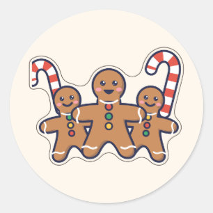 Adesivo Redondo Amigos de Cookies Três Biscoitos de Gengibre