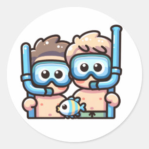 Adesivo Redondo Amigos de Snorkel