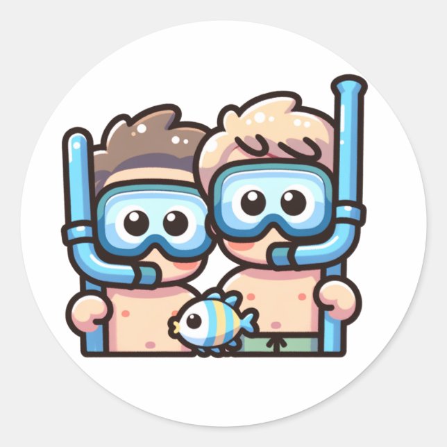 Adesivo Redondo Amigos de Snorkel (Frente)