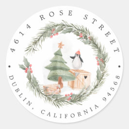 Adesivo Redondo Amigos do inverno | Endereço para devolução de beb