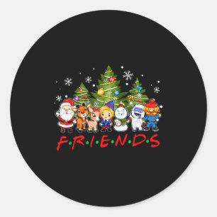 Adesivo Redondo Amigos do Papai Noel do Natal Rudolph Boneco de Ne