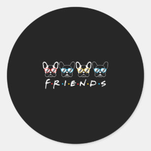 Adesivo Redondo Amigos franceses Bulldog Lover Gift