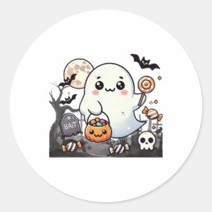 Adesivo Redondo Amigos Loucos do Dia das Bruxas Fantasmas