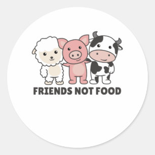 Adesivo Redondo Amigos Não Comidas Vegan Ovino