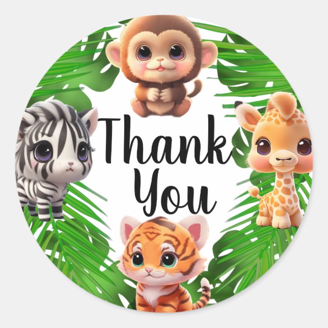 Adesivo Redondo Amigos Safari girafa zebra elefante-macaco-zebra (Frente)