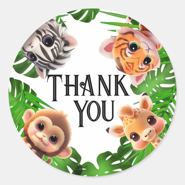 Adesivo Redondo Amigos Safari girafa zebra elefante-macaco-zebra (Frente)