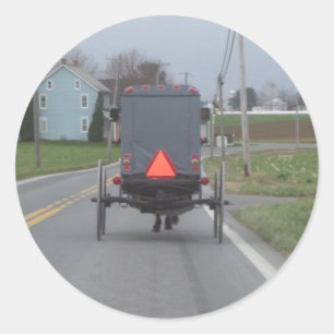 Adesivo Redondo Amish Buggy Sticker