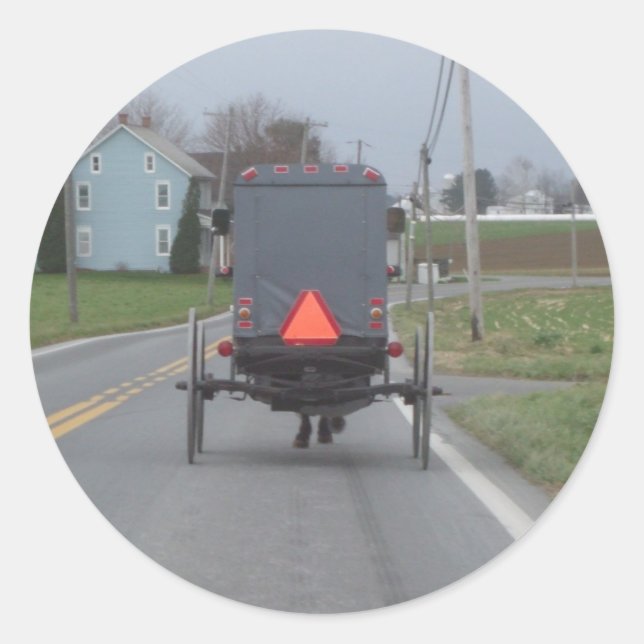 Adesivo Redondo Amish Buggy Sticker (Frente)