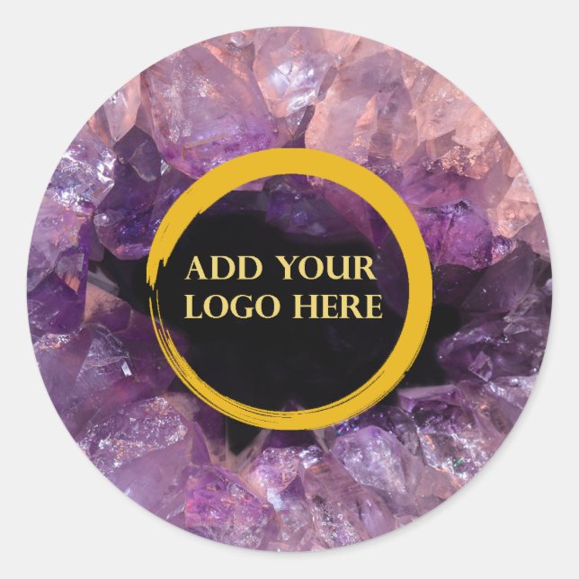 Adesivo Redondo Amito roxo adiciona seu próprio logotipo profissio (Frente)