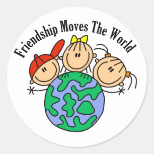 Adesivo Redondo Amizade Move as T-shirts e os presentes mundiais