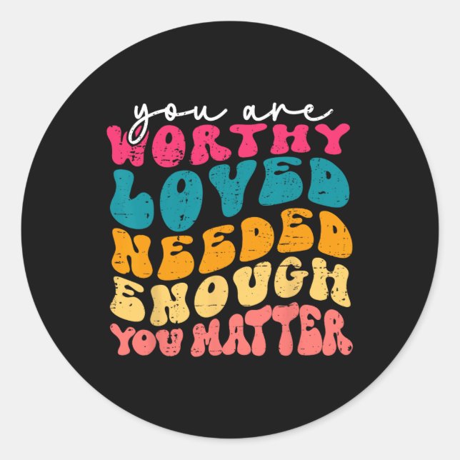 Adesivo Redondo Amizade Seja Amável, Saúde Mental De Groovy (Frente)