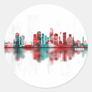 Adesivo Redondo Amman Jordan Skyline