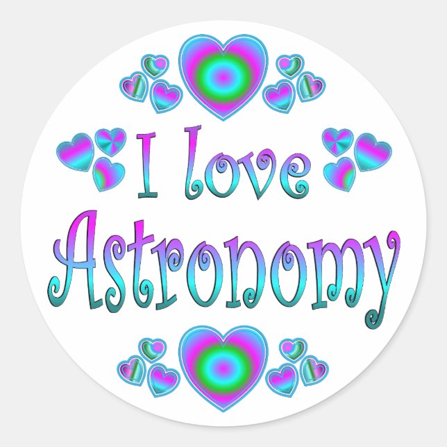 Adesivo Redondo Amo Astronomia (Frente)