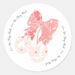 Adesivo Redondo Amo cereja muito fruta engraçado