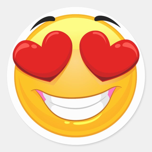 Adesivo Redondo Amo Emoji Classic Sticker (Frente)