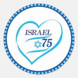 Adesivo Redondo Amo Israel 75 anos, Dia da Independência