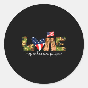 Adesivo Redondo Amo Meu Veterano Papai Orgulhoso Avô Militar Bande