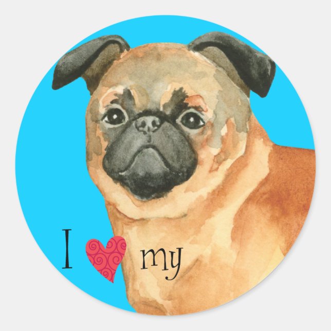 Adesivo Redondo Amo o meu Petit Brabancon (Frente)