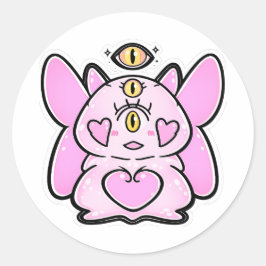 Adesivo Redondo Amo o Sticker da Criatura Fantástica Kageko Luv