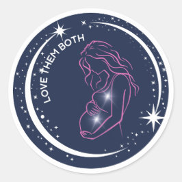 Adesivo Redondo Amo-Os Tanto A Mãe Celestial, Pró-Vida Grávida