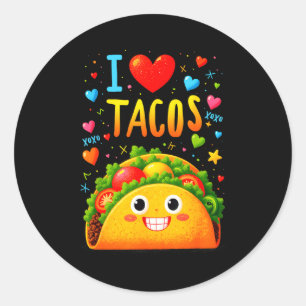 Adesivo Redondo Amo tacos cinco de mayo meme kawaii taco sorrident