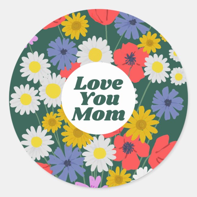 Adesivo Redondo Amo-Te Mãe (Frente)