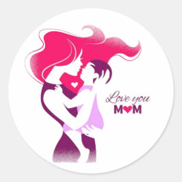 Adesivo Redondo Amo-Te Mãe - Dia de as mães Bonita E Corajosa